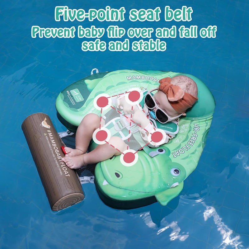 AnjeeIOT Mambobaby Float Non Inflatable Baby Float with Canopy Upgarded Add Tail Baby Swim Float with UPF 50+ Sun Canopy, Safety Swim Tranier Solid Toddler Pool Float for Age 3-24 Months, Crocodile Green - Image 4
